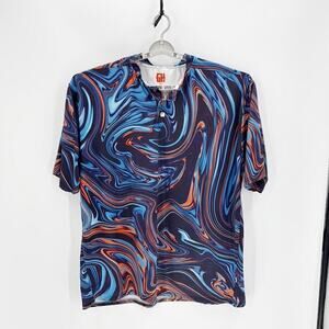 Greater Half Blue Oil Collarless Polo size 3XL golfing outdoor activities